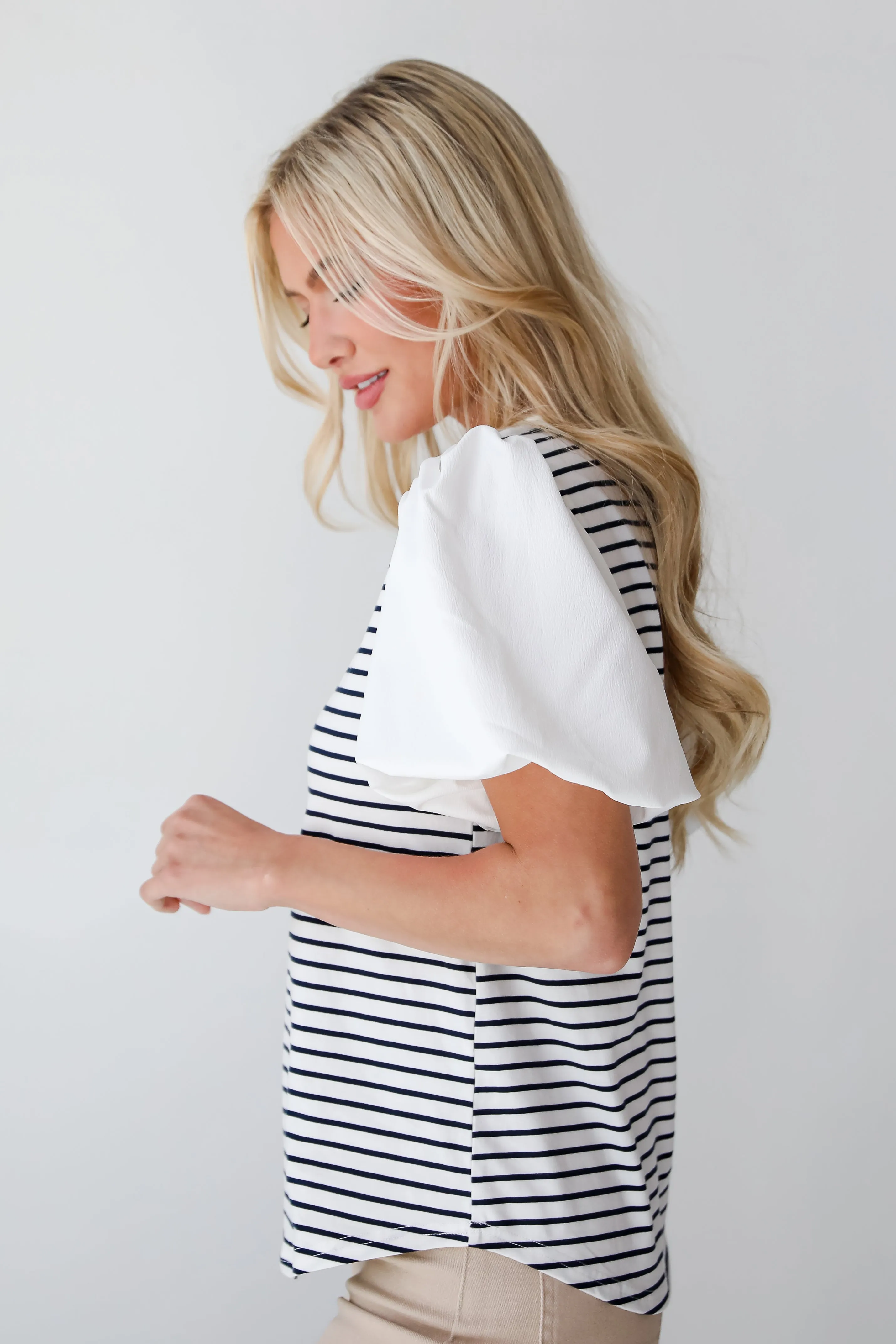 Sweet Loveliness Off White Striped Top
