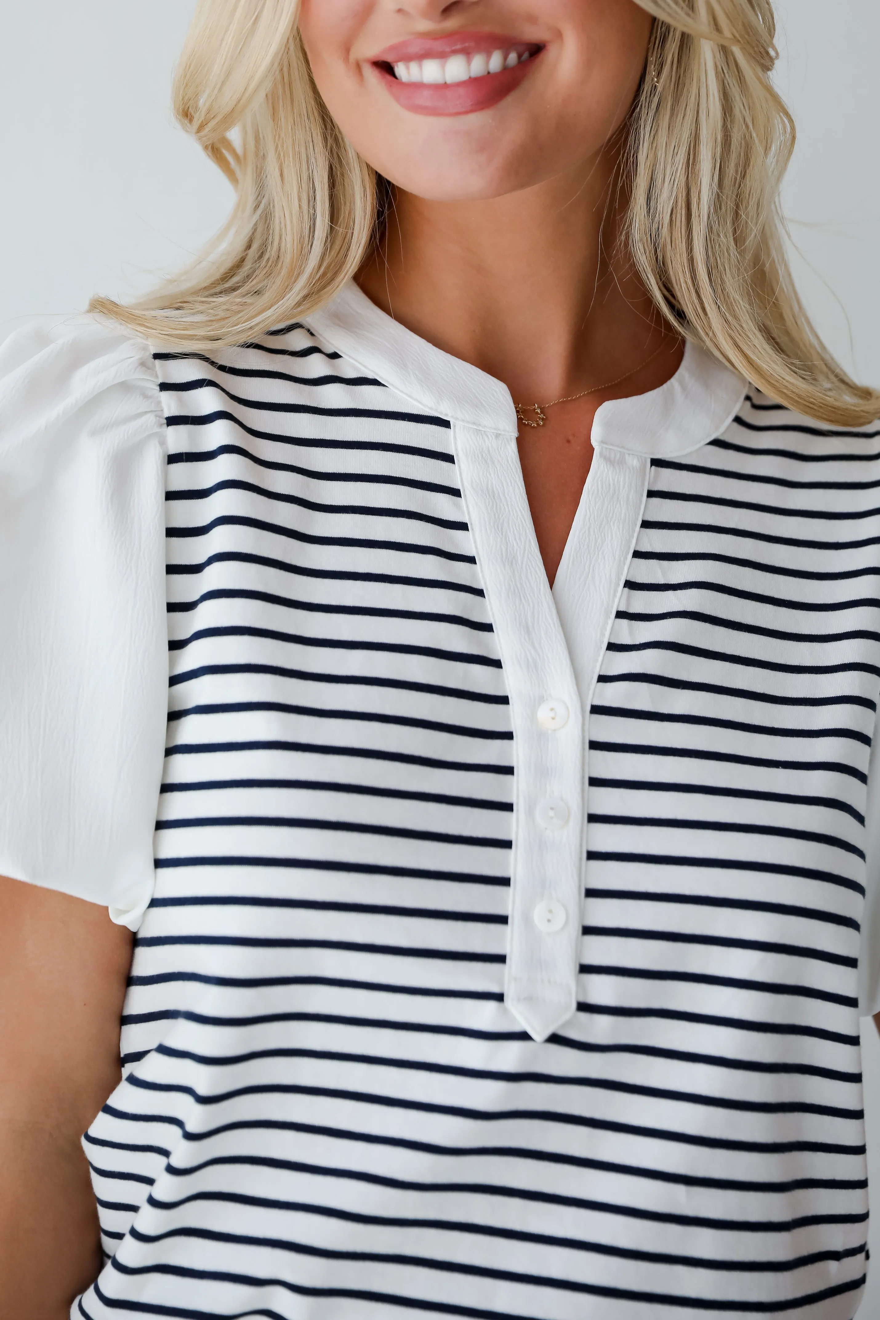 Sweet Loveliness Off White Striped Top