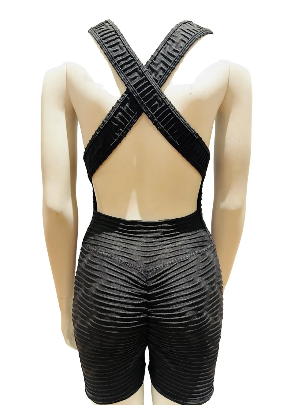 Textured Crisscross Playsuit Scrunch Booty