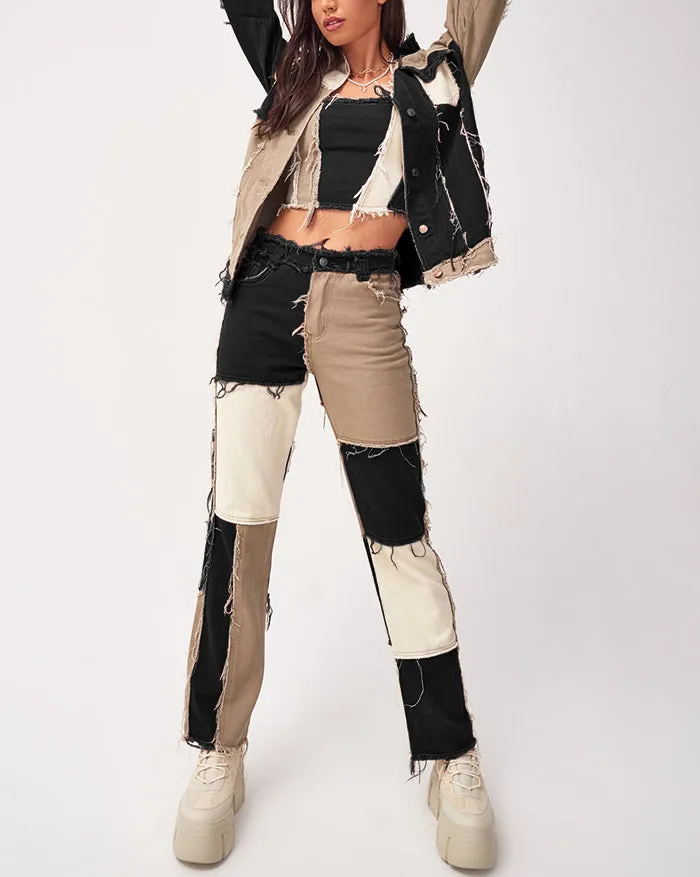 Toleet-Winter and Autumn Outfits Christmas/Thanksgiving_Frayed Detail High Trendy Waist Ripped Jeans