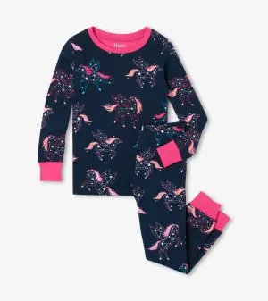 Unicorn Constellations Organic Cotton Raglan Kids Girls Pajama Set | Hatley