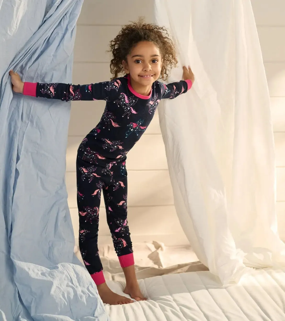 Unicorn Constellations Organic Cotton Raglan Kids Girls Pajama Set | Hatley