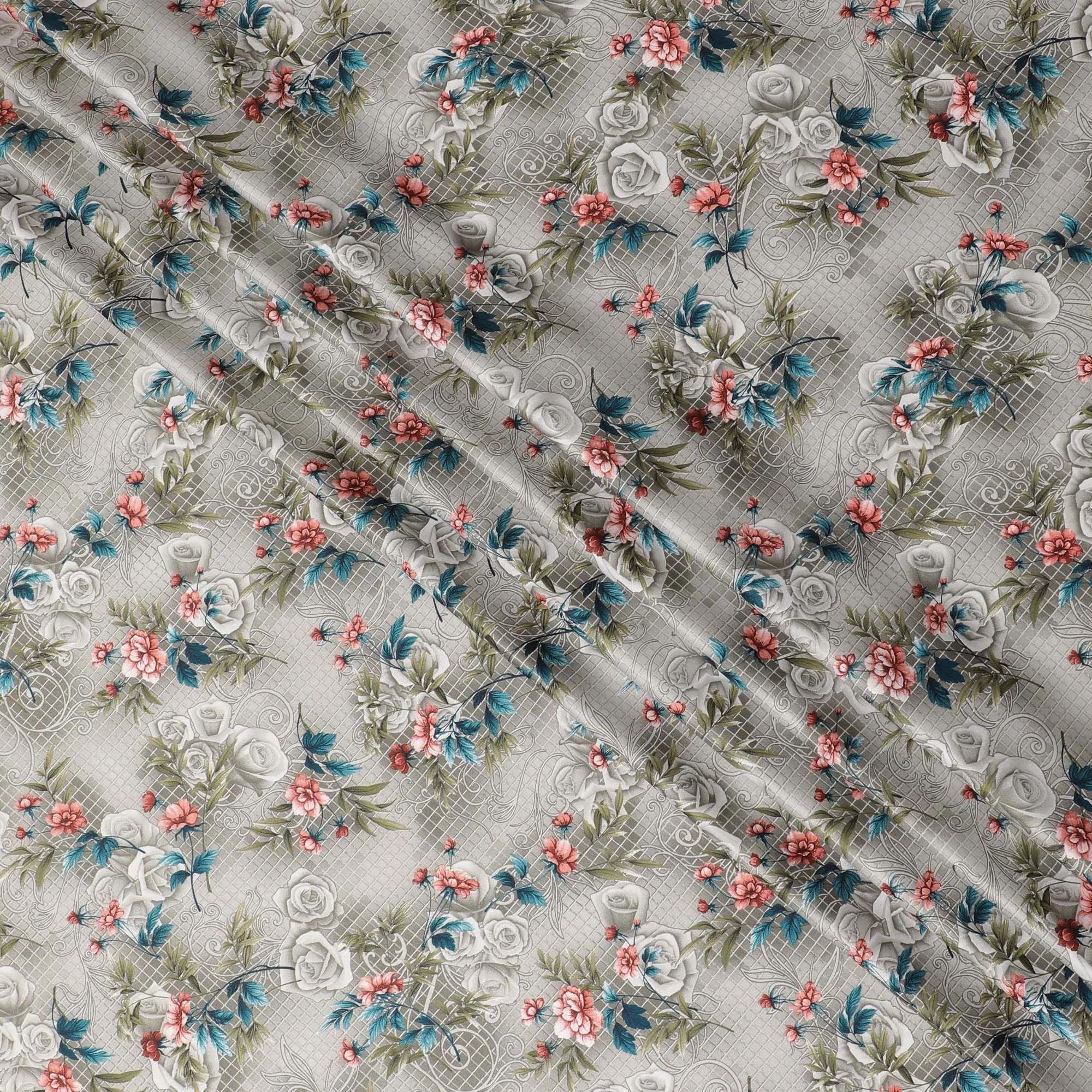 Vintage Rose Tapestry Synthetic Satin Fabric - 110cm Wide-D18564
