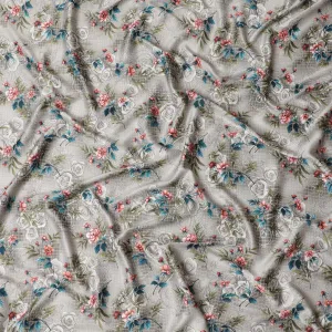 Vintage Rose Tapestry Synthetic Satin Fabric - 110cm Wide-D18564