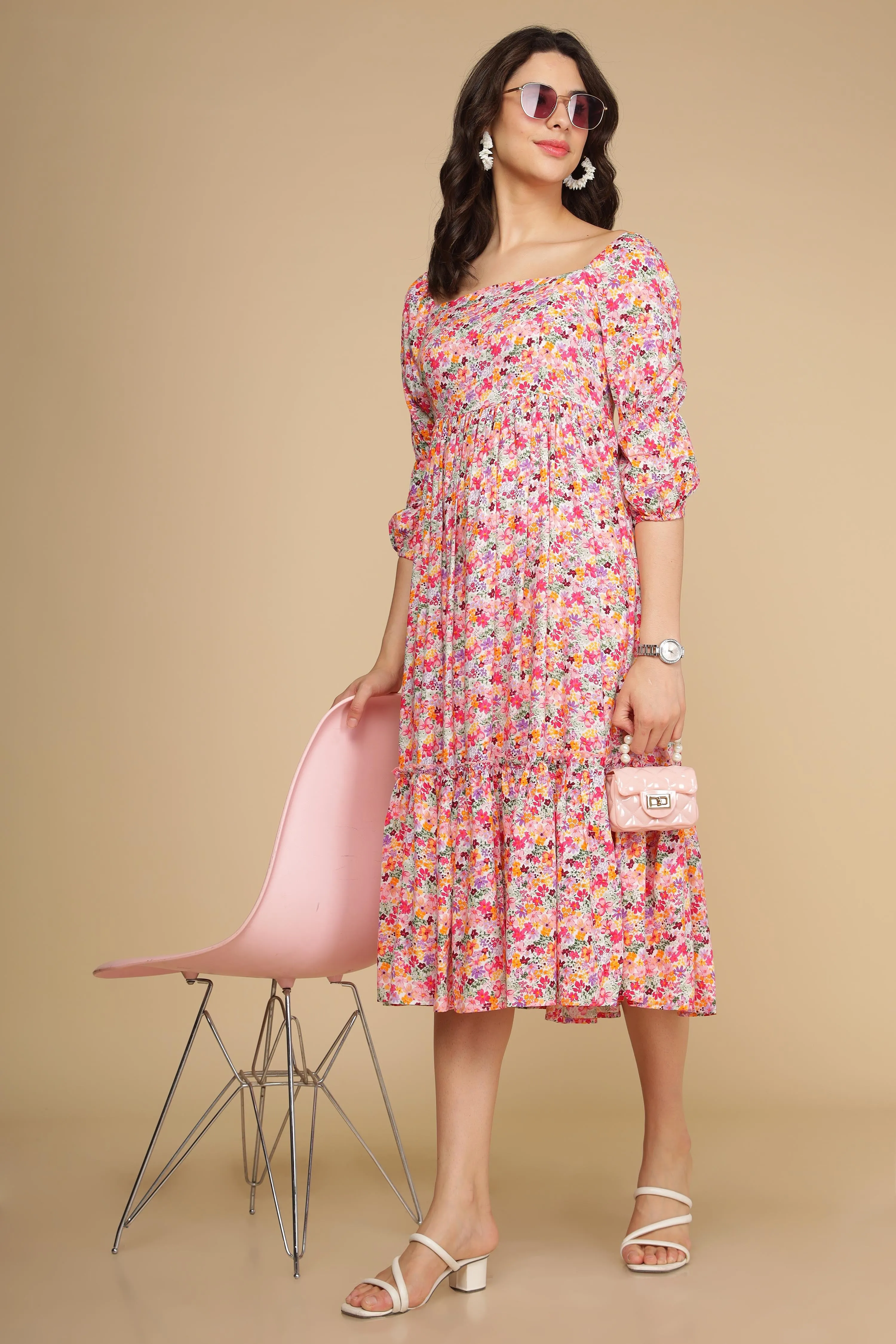 WHITE FLORAL COTTON MAXI