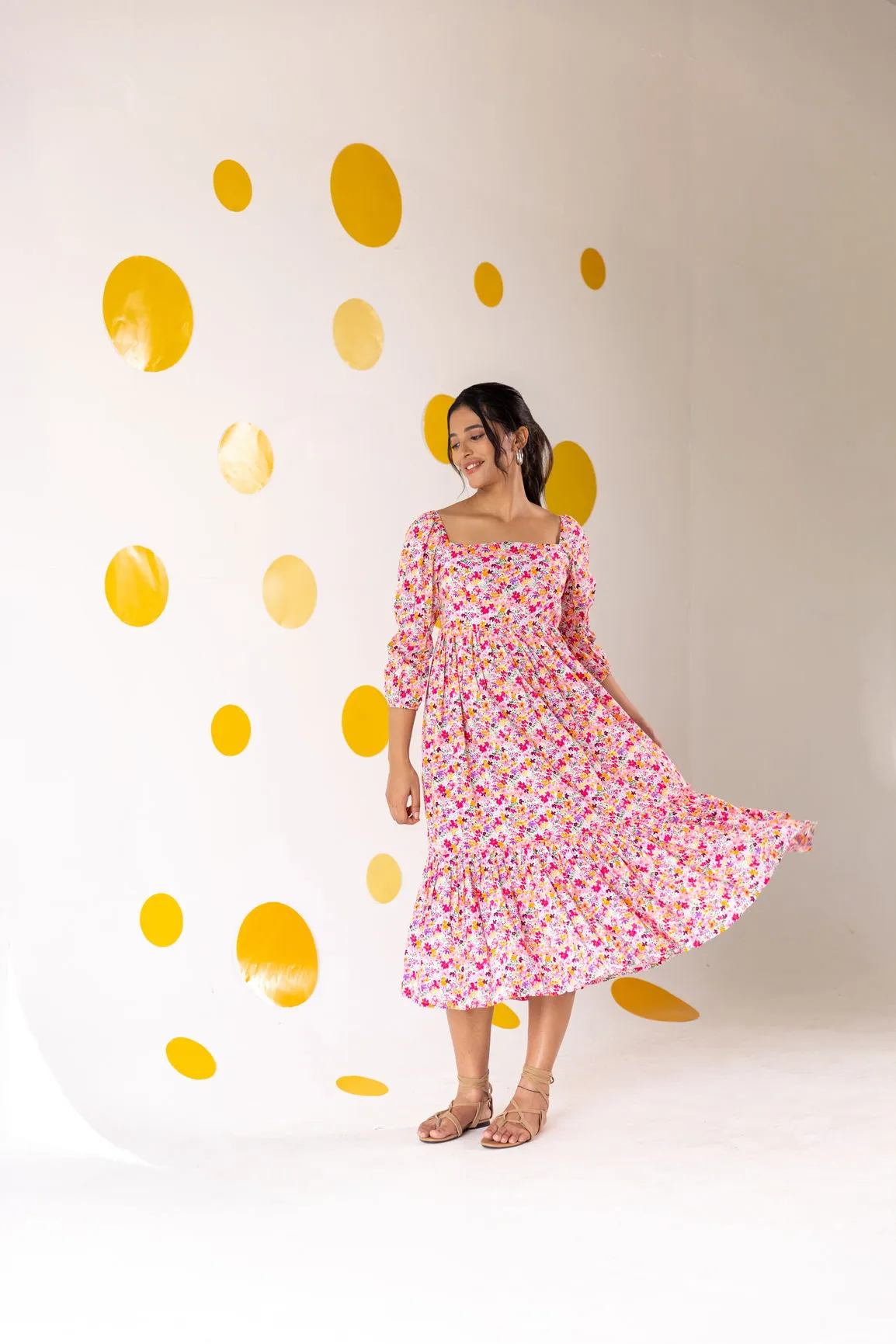 WHITE FLORAL COTTON MAXI