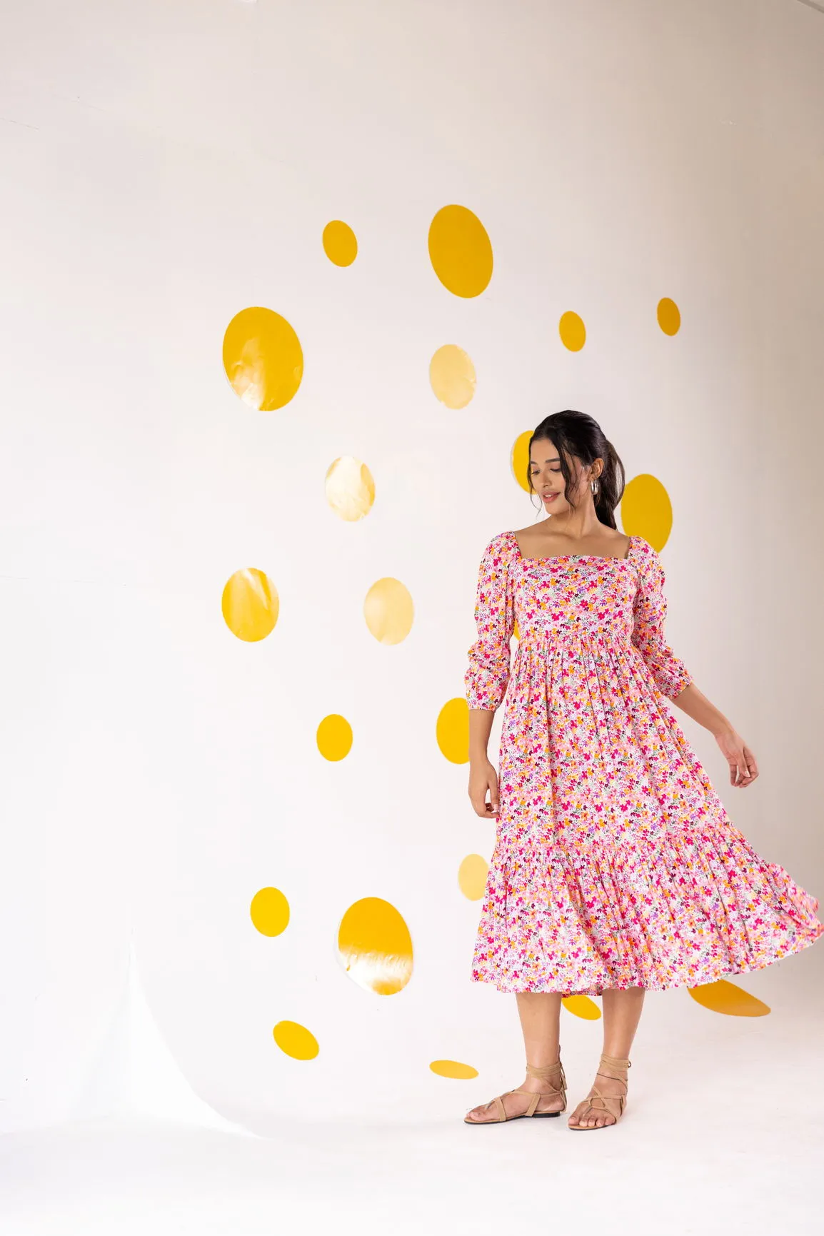 WHITE FLORAL COTTON MAXI