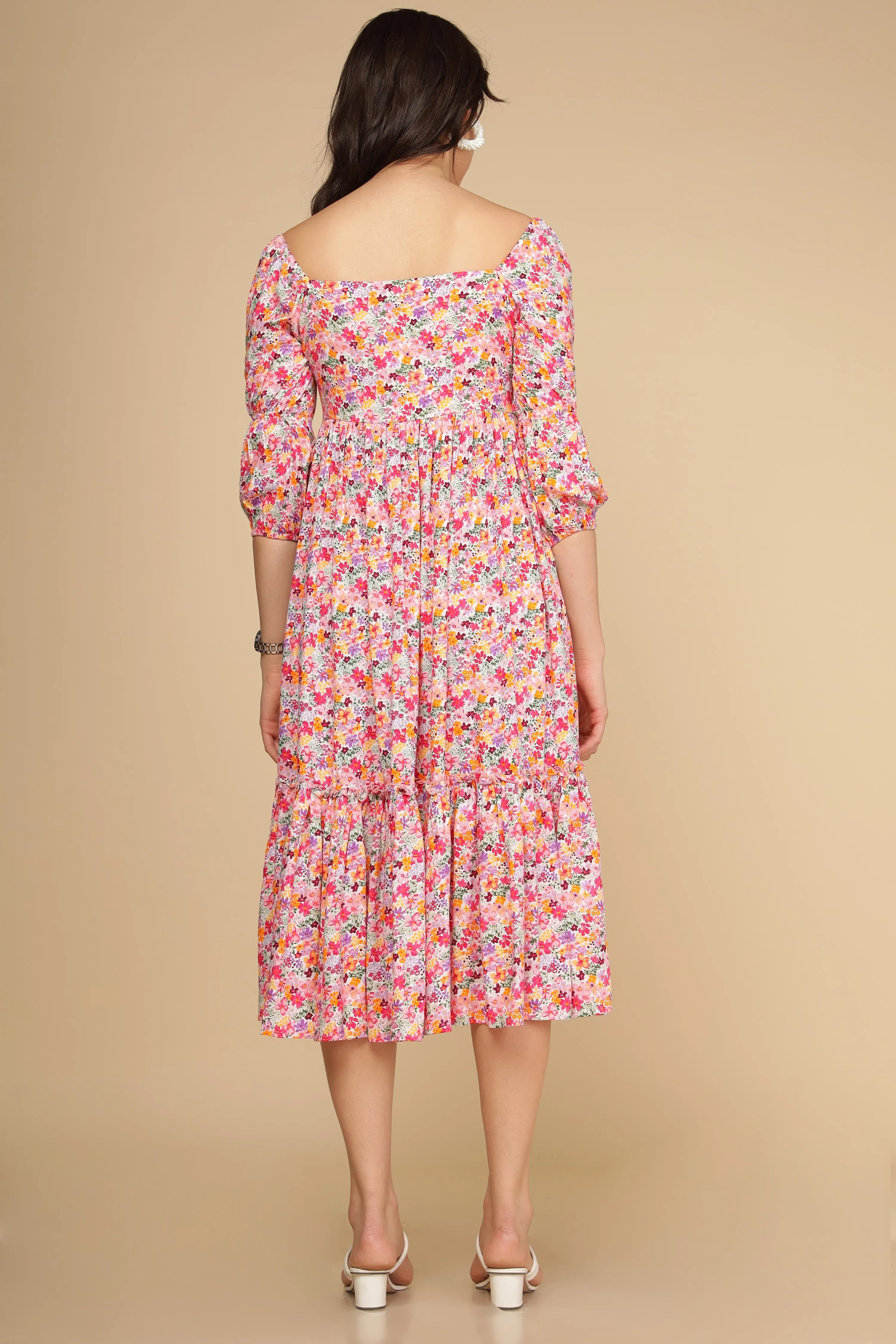 WHITE FLORAL COTTON MAXI