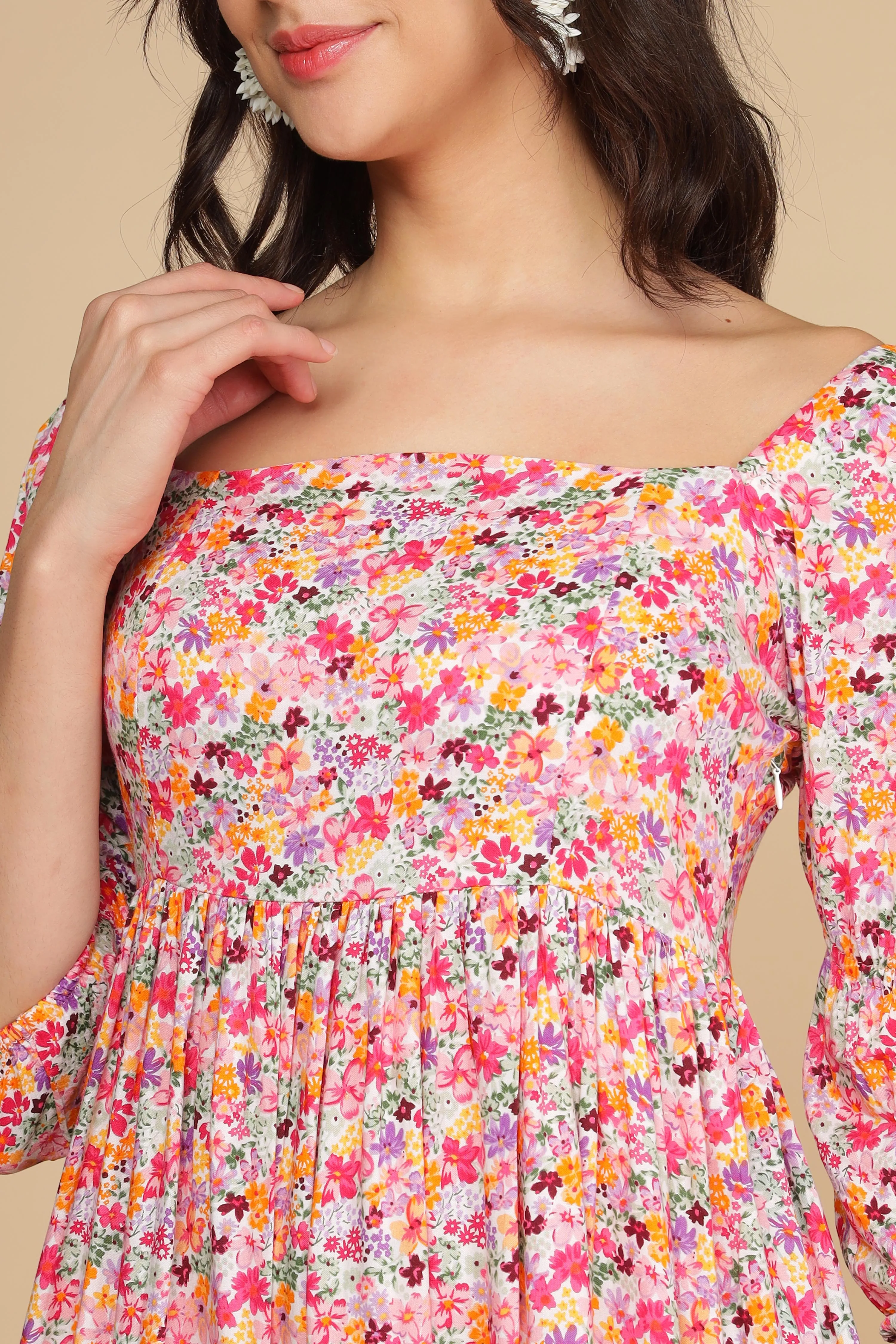 WHITE FLORAL COTTON MAXI