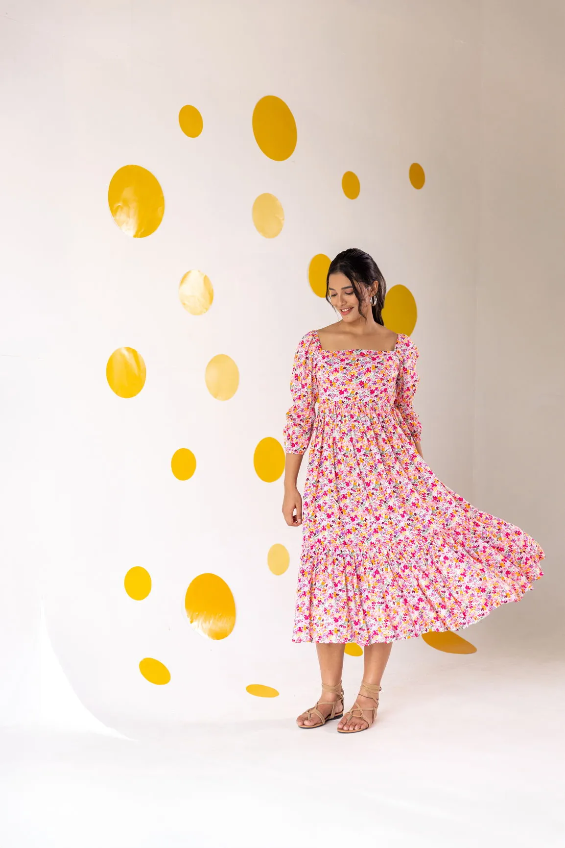 WHITE FLORAL COTTON MAXI