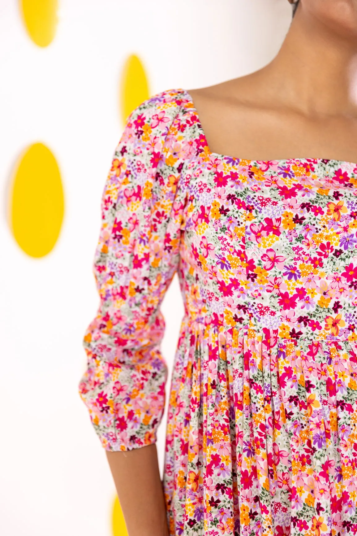 WHITE FLORAL COTTON MAXI