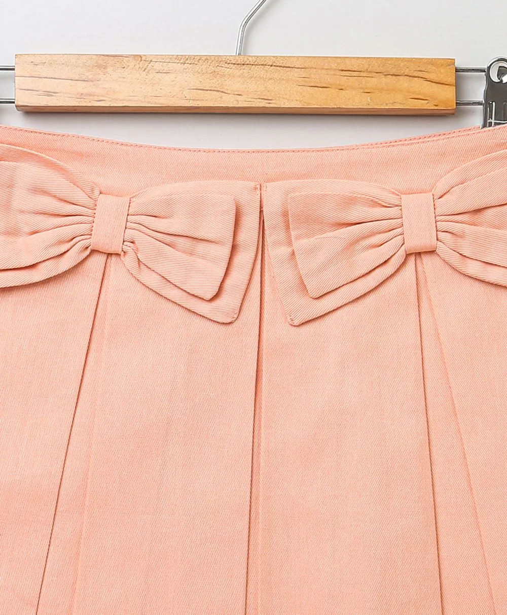 White Ruffled Blouse & Striped Peach Skirt